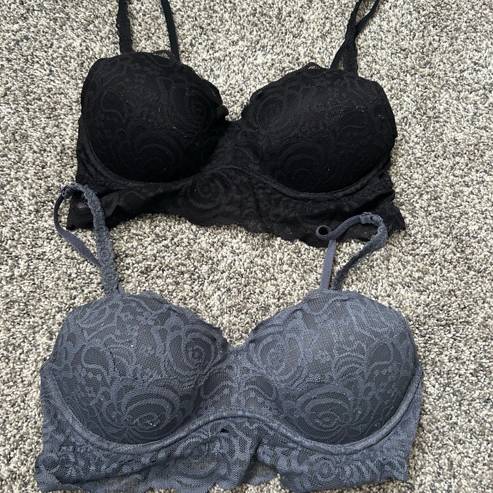 2 PINK lace bralettes